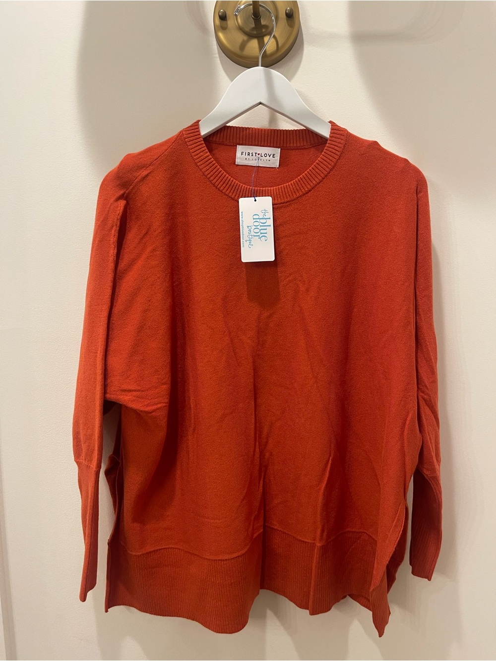 First Love Women's Crewneck Sweater in Rust Orange